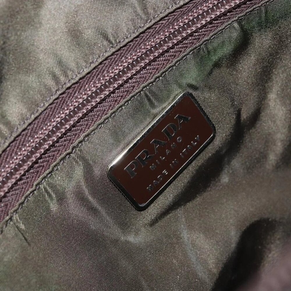 PRADA Hand Bag Nylon Khaki Silver Auth bs31898 - Picture 14 of 16